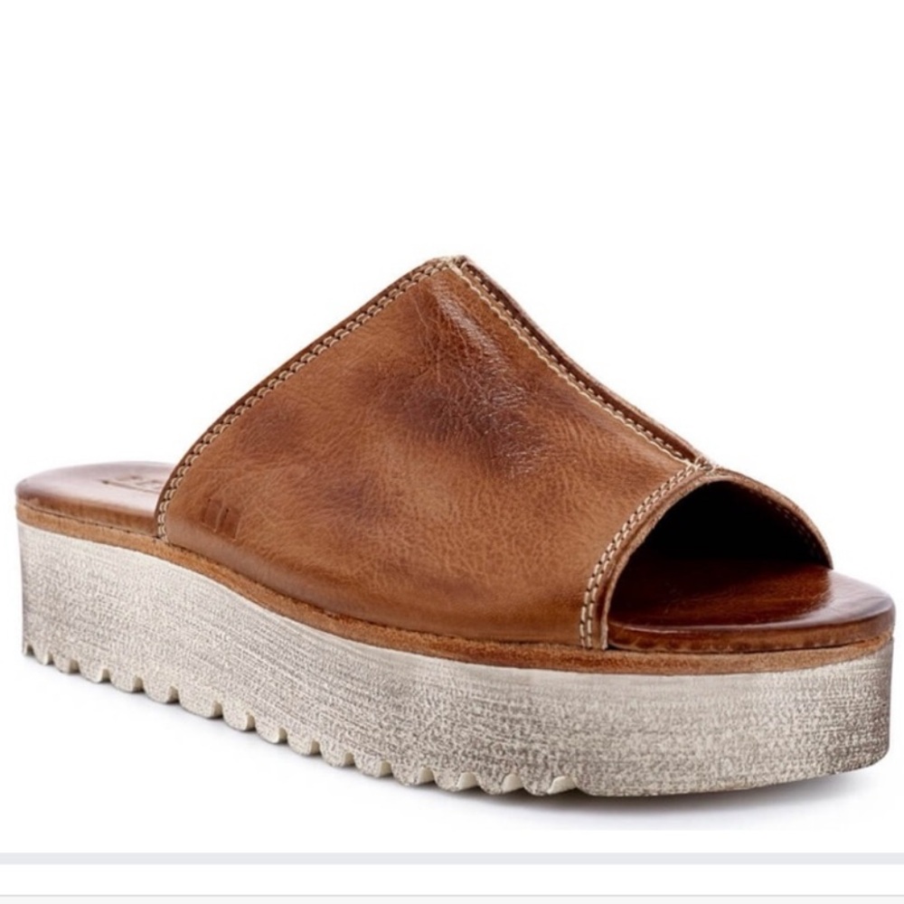 Bed Stu Fairlee II Rustic Tan Leather Slide Sandals 8.5
